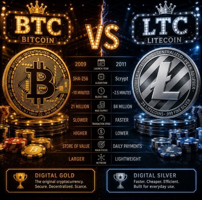 Read more about the article Bitcoin vs Litecoin for Online Casino Payments
