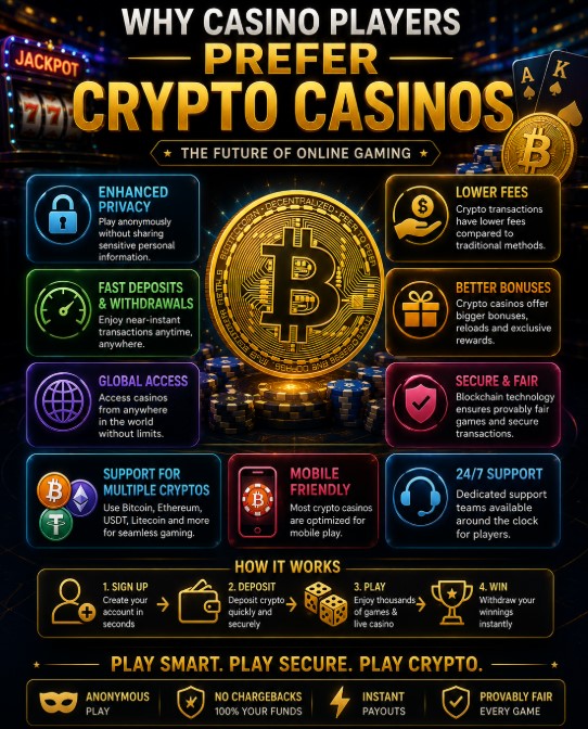 Read more about the article Top 10 Reasons Players Prefer Crypto Casinos Over Traditional Casinos
