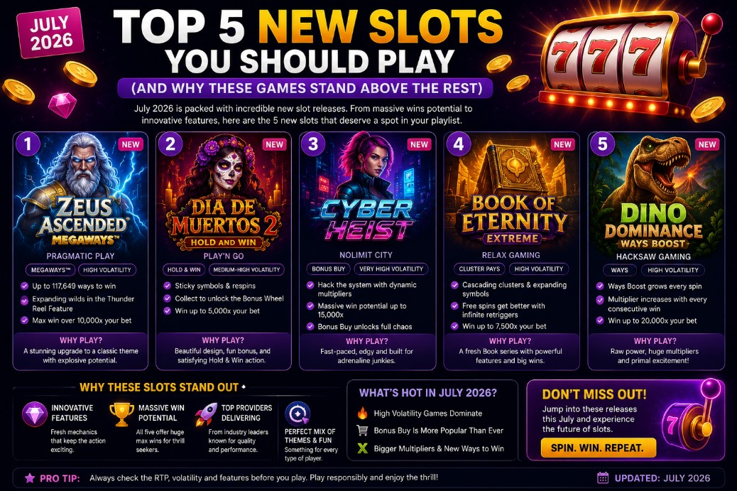 Read more about the article Top 5 New Slots You Should Play in July 2026 (And Why These Games Stand Above the Rest)